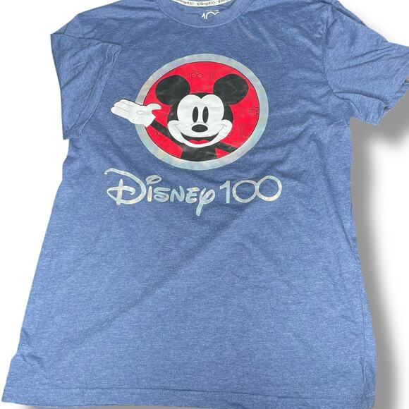 Disney Mens T-Shirt Sz Large Mickey Mouse 100th Anniversary Years Wonder Denim - Picture 1 of 9